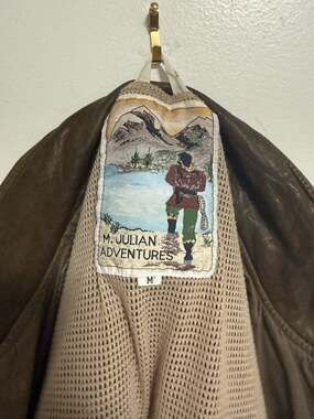 Vintage M. Julian Adventures Brown Jacket with Leather Collar Medium